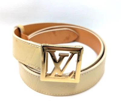 Auténtico Cinturón LOUIS VUITTON Vernis Ceinture Marco M9857 Monograma Dorado LV Hebilla Foto 1 de 4