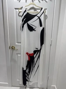 Amazon Maxikleid ärmellos mit Damen Gesichtsmuster Strick Stretch Größe 3XL - Bild 1 von 8