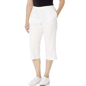 Alfred Dunner Women's Classic Fit White Capri Pull On Pants Size 10P Petite New - Picture 1 of 12