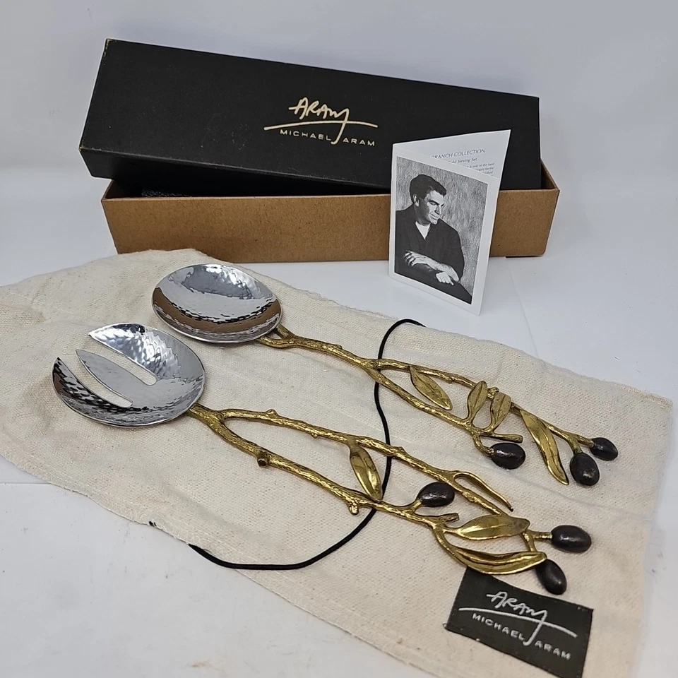 Juego de servir rama de olivo Michael Aram 11 1/2" con caja y bolsa de almacenamiento Foto 1 de 4