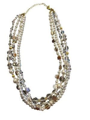 Новый Premier Designs Daydream искусственного жемчуга оболочки кристалл 4 бусы ожерелье золото 20» - Изображение 1 из 4