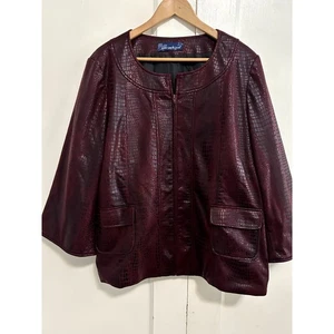 Giacca Susan Graver XXL colore vino con zip stampa animalier - Foto 1 di 5