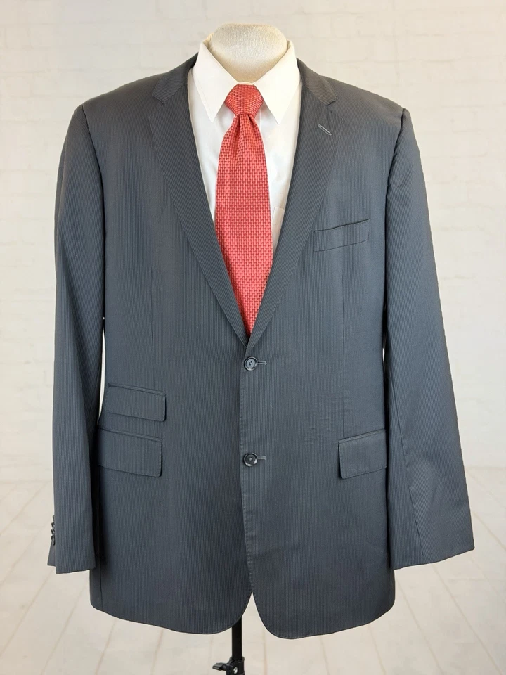 Blazer Hugo Boss Para Hombre Negro Rayas Super 100s Lana Dos Botones 48L $1,295 Foto 1 de 4