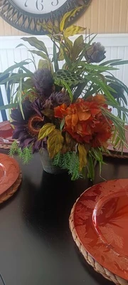 Fall artificial floral arrangement. Fall Decor, Table Arrangement. NO SHIP CA,AZ - Image 1 of 4
