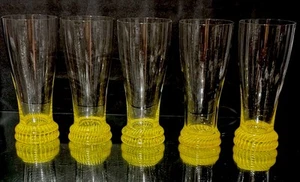 Kosta Boda…Set (5) Biergläser..gelber Wirbelboden…6,625”…Pils. - Bild 1 von 21