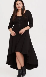 Torrid Her Universe Disney Maleficent 2 Black Jersey Hi-Lo Dress Size 00 10 Med - Picture 1 of 3