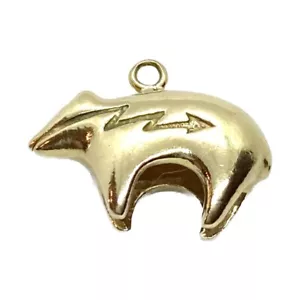 14k Yellow Gold Vintage Sundance Navajo Zuni 3D Bear Charm Pendant (CGM024371) - Picture 1 of 8