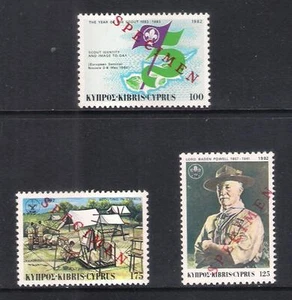 CYPRUS 1982 YEAR OF THE SCOUT BADEN POWELL SET Opt. SPECIMEN MNH SCOUTS SCOUTING - Picture 1 of 1