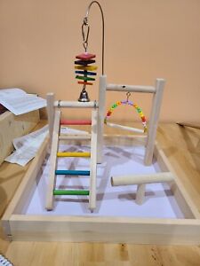 Budgie Playstand Bird Playground Solid Wood Perch Climbing Ladder Used ONCE