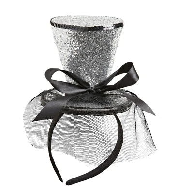 MINI CILINDRO argento  GLITTER SU CERCHIETTO - Immagine 1 di 2