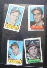 1969 Topps 4 Stamps ALL  ATLANTA BRAVES (TORRE,BOYER + 2 MORE)   EXMT/NM UNUSED