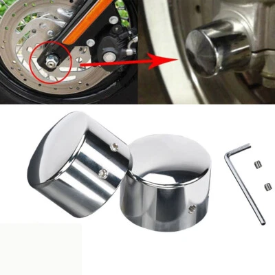 Pair Chrome Front Axle Nut Cover Cap For Harley Touring Trike ROAD KING ELECTRA - Image 1 of 4