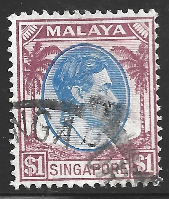 Singapore, Scott #18, $1 King George VI, Used - Image 1 of 1