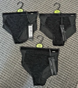 3 pairs Marks & Spencer Ladies Autograph Brazilian Black Knickers Size 12 - Picture 1 of 4