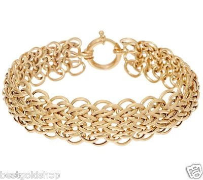 All Shiny Domed Interlocking Bracelet Senora Clasp Real 14K Yellow Gold QVC - Image 1 of 4