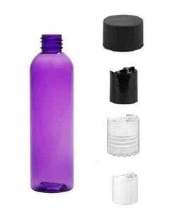 4 oz PURPLE Bullet Plastic Bottle -PET- 12 bottles & WHITE DISC Lids - free ship - Picture 1 of 2