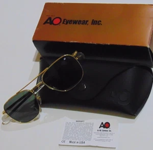 NEW AUTHENTIC AMERICAN OPTICAL A/O PILOT SUNGLASSES 52/20/140 MADE IN USA - Picture 1 of 5