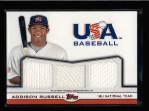 ADDISON RUSSELL 2011 TOPPS USA BASEBALL TRIPLE USED WORN JERSEY #24/25 AX5470 - Picture 1 of 1