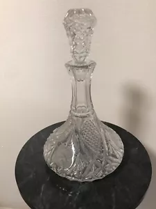 Vintage Ship Captain's Cut Glass Wine Liquor Decanter Bottle Stopper Clear - Picture 1 of 7