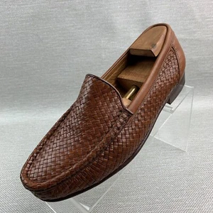 Allen Edmonds Roma Brown Leather Woven Apron Round Toe Slip On Shoes Size 9EE - Picture 1 of 12