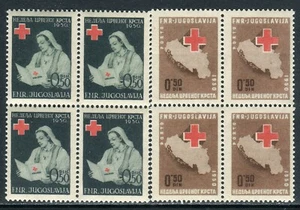 639a - Yugoslavia 1950 - Red Cross - Map Yugoslavia - MNH Set - Block of 4 - Picture 1 of 2