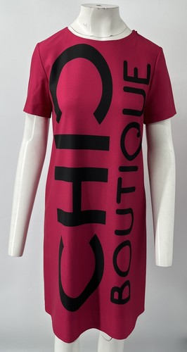 Abito a turni Boutique Moschino ""Chic Boutique"" stampato a maniche corte rosa taglia 6