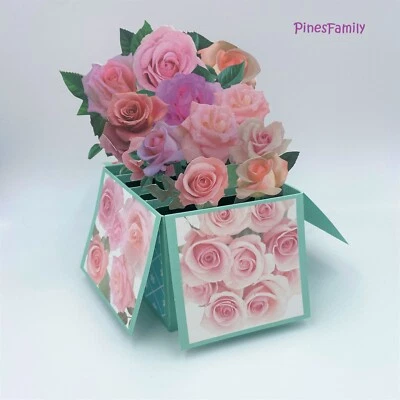 PINESFAMILY G06-3D Pop Up Flower Box Greeting Card | Birthday, Mother's day&all occasions