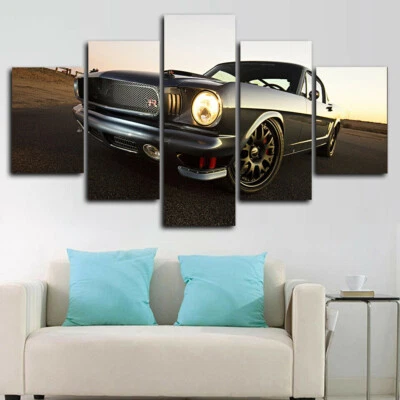 Ford Mustang 1965 coche clásico 5 paneles lienzo impresión arte de pared póster decoración del hogar Foto 1 de 4