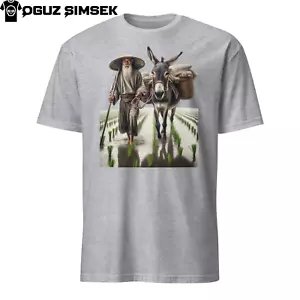 Traditional East Asian Farming Scene Unisex T-Shirt Unique Graphic Tee - Picture 1 of 12