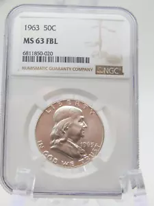 1963 - FRANKLIN HALF DOLLAR - NGC GRADED - MS 63 FBL - FIFTY CENTS (BT757) - Bild 1 von 6