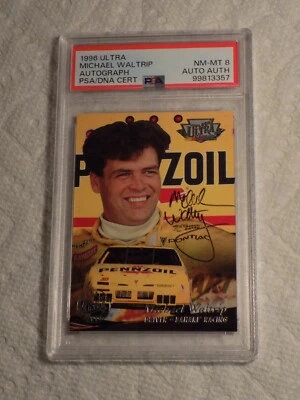 Michael Waltrip PSA 8 NM/MT 1996 Fleer Ultra автограф (НАСЕЛЕНИЕ 2) - Изображение 1 из 2