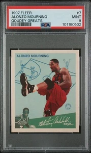 1997 FLEER ALONZO MOURNING PSA 9 (POP 2, 0 HIGHER) #7 GOUDEY GREATS HEAT HOF - Picture 1 of 3