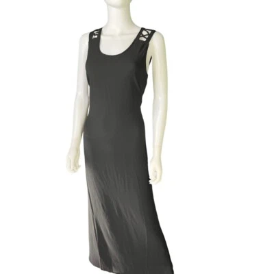 Dainty Long Black Sleeveless Dress Size Large With Cutouts On The Back - Image 1 of 4