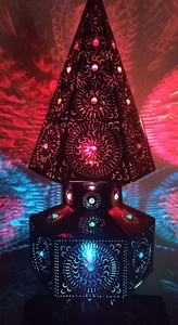 Beautiful Vintage Moroccan Style Pierced Metal Lamp 43" Tall Hexagonal - Picture 1 of 10