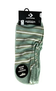 NEW Converse 3-Pack Half Cushion Ultra Low Chuck Socks Green Striped Mens 6-12 - Picture 1 of 5