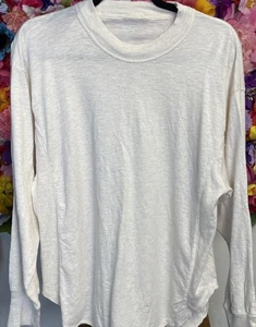 Aerie Damen Top Elfenbein Größe Medium Langarm Gerippte Akzente 100% Baumwolle - Bild 1 von 10