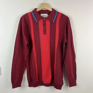 Madcap England Knit Polo Shirt Mens Medium Slim 60s 70s Mods Terraces Casuals - Picture 1 of 14
