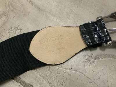 Chico's 腰带 L 码黑色和银色扣黑色弹性弹力面板 — 第 1/3 张图片