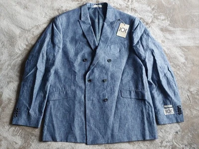 Abrigo Deportivo Blazer Joseph Abboud Para Hombre Azul Lino Doble Pecho | Nuevo con Etiquetas | 46L Foto 1 de 4