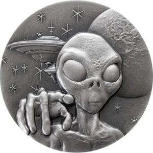 Alien Face We Are Not Alone, They Are Out There 2025 2 oz Silver Coin Cameroon - Picture 1 of 3