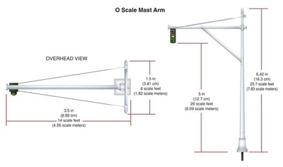 Woodland Scenics ~ O Scale ~ Mast Arm Traffic Lights ~ pkg(4) ~ JP5666 - Image 1 of 3