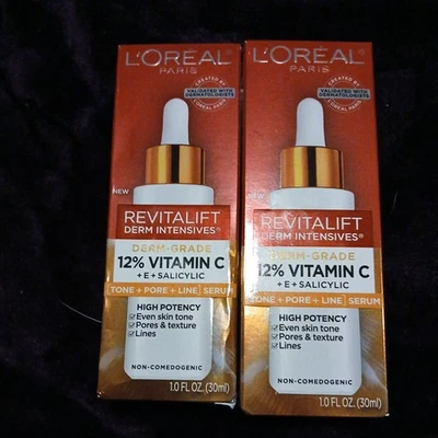 L’Oreal Revitalift Derm Intensives 12% 维生素 C+E+水杨精华每批 2 件 — 第 1/4 张图片