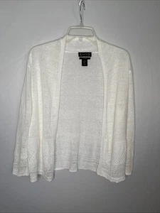 Nanette Lepore Women's M Linen White Open Front Semi Sheer Cardigan NWOT - Picture 1 of 10