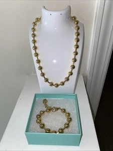 Collana J Bloom Bubble perline tono oro giallo 16” e 7,5” bracciale set in scatola - Foto 1 di 8