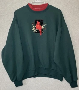 Vtg Top Stitch Sweater Women's Large Black Red Knit Embroidered Casual Ladies - Picture 1 of 8