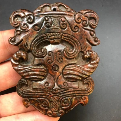 Изысканный фарфор красный старый нефрит ручной резьбы * зверь * подвеска P86 - Изображение 1 из 4