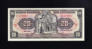 F.C. ECUADOR , 20 SUCRES 1988 , S/C ( UNC ) , P.121Aa . - Foto 1 di 2