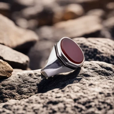 Red Onyx Signet Ring 925 Sterling Silver Handmade Gemstone Jewelry For Men's - Image 1 of 4
