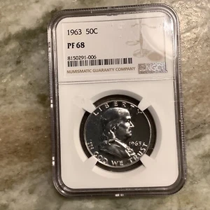 1963 Silver Proof Franklin Half Dollar PF68 - Picture 1 of 2