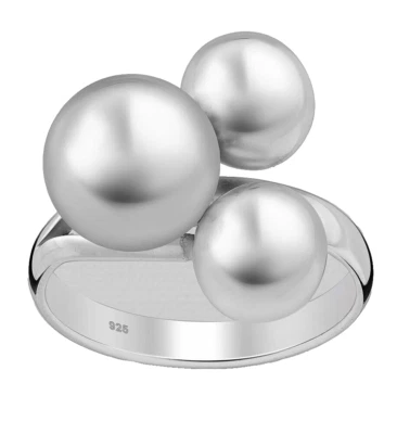 Solid Sterling Silver Shiny Ball Cluster Ring Band 15mm Wide 4.8g Size 7 Foto 1 de 4